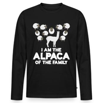 Alpaca and Sheep Family - Männer Premium Bio Langarmshirt - Schwarz - Vorne - Nico (187cm)