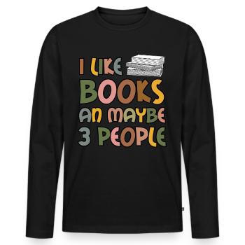 Reading Book Read Books Bookworm - Men's Premium Organic Long Sleeve Shirt - black - Front - Nico (187cm)