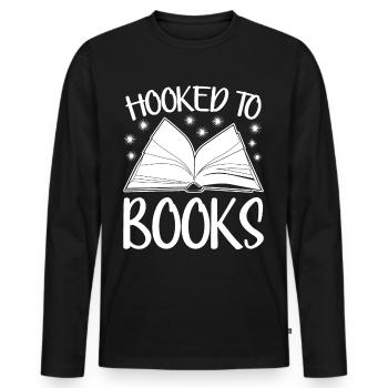 Books Book Read Bookworm Reading - Men's Premium Organic Long Sleeve Shirt - black - Front - Nico (187cm)