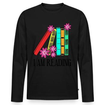 Reading Books Book Bookworm Read - Men's Premium Organic Long Sleeve Shirt - black - Front - Nico (187cm)