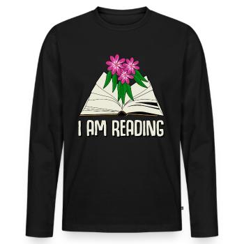 Reading Books Book Bookworm - Männer Premium Bio Langarmshirt - Schwarz - Vorne - Nico (187cm)