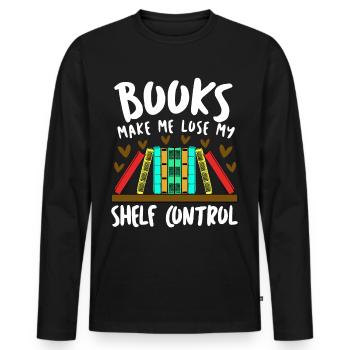 Reading Books Book Shelf Bookworm - Männer Premium Bio Langarmshirt - Schwarz - Vorne - Nico (187cm)
