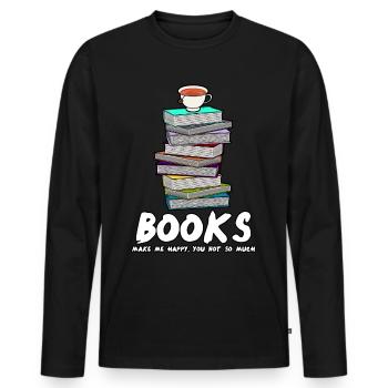 Books Reading Book Tea Cup Bookworm - Männer Premium Bio Langarmshirt - Schwarz - Vorne - Nico (187cm)