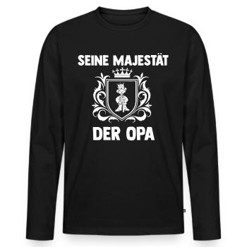 Seine Majestät der Opa - Männer Premium Bio Langarmshirt - Schwarz - Vorne - Nico (187cm)