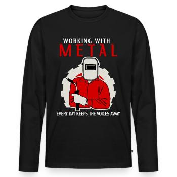 Metal Work Welder Blacksmith Metalworker - Men's Premium Organic Long Sleeve Shirt - black - Front - Nico (187cm)