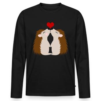 Hedgehog Kissing Hedgehogs - Männer Premium Bio Langarmshirt - Schwarz - Vorne - Nico (187cm)