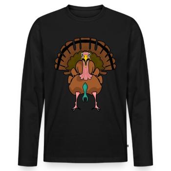 Turkey Turkeys Thanksgiving - Men's Premium Organic Long Sleeve Shirt - black - Front - Nico (187cm)
