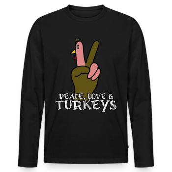 Peace Thanksgiving Turkeys Turkey - Männer Premium Bio Langarmshirt - Schwarz - Vorne - Nico (187cm)