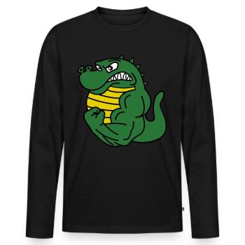 Bodybuilding Alligator - Männer Premium Bio Langarmshirt - Schwarz - Vorne - Nico (187cm)