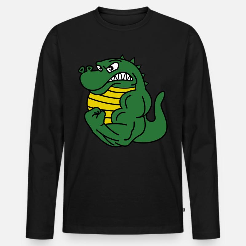 Bodybuilding Alligator - Männer Premium Bio Langarmshirt - Schwarz