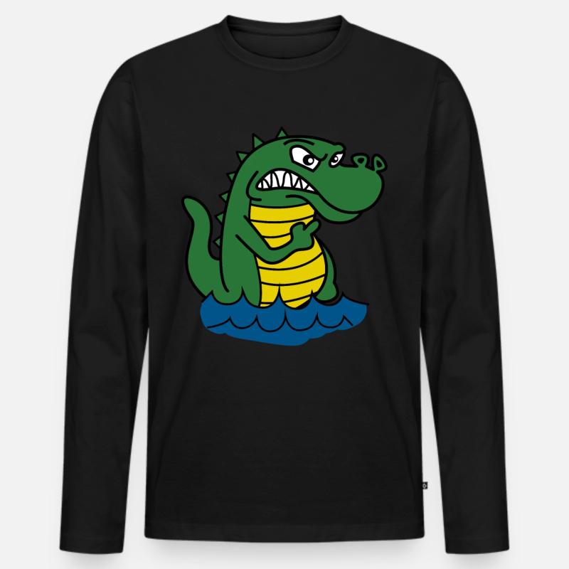 Alligators Grumpy Alligator - Men's Premium Organic Long Sleeve Shirt - black