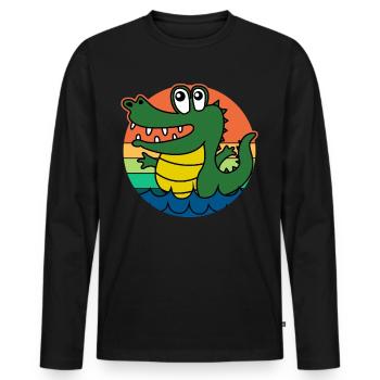 Alligators Retro Alligator - Men's Premium Organic Long Sleeve Shirt - black - Front - Nico (187cm)
