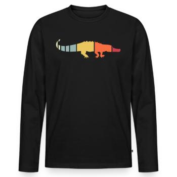 Retro Alligator - Männer Premium Bio Langarmshirt - Schwarz - Vorne - Nico (187cm)