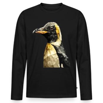 Kaiserpinguin Geometrische Kunst Polygonale Grafik - Männer Premium Bio Langarmshirt - Schwarz - Vorne - Nico (187cm)