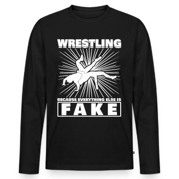 Wrestler Fake Wrestling - Männer Premium Bio Langarmshirt - Schwarz - Vorne - Nico (187cm)