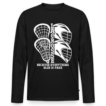 Lacrosse Racquets Lacrosse Player - Men's Premium Organic Long Sleeve Shirt - black - Front - Nico (187cm)