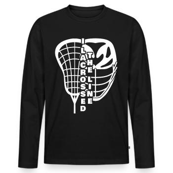 Lacrosse Cross the line - Men's Premium Organic Long Sleeve Shirt - black - Front - Nico (187cm)
