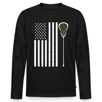 USA Lacrosse Flag - Men's Premium Organic Long Sleeve Shirt - black - Front - Nico (187cm)