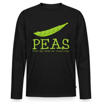 Pois végétaliens végétariens Pois - T-shirt manches longues Premium bio Homme - noir - Devant - Nico (187cm)