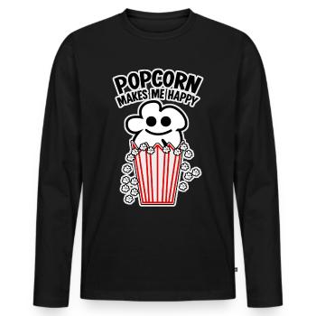 Maïs soufflé heureux - T-shirt manches longues Premium bio Homme - noir - Devant - Nico (187cm)