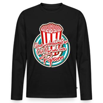 Popcorn Joke - Men's Premium Organic Long Sleeve Shirt - black - Front - Nico (187cm)