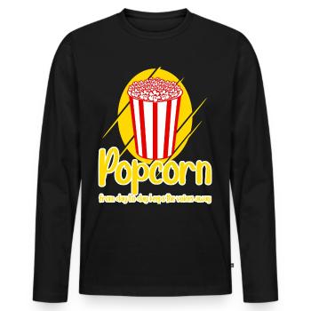 Maïs soufflé drôle - T-shirt manches longues Premium bio Homme - noir - Devant - Nico (187cm)