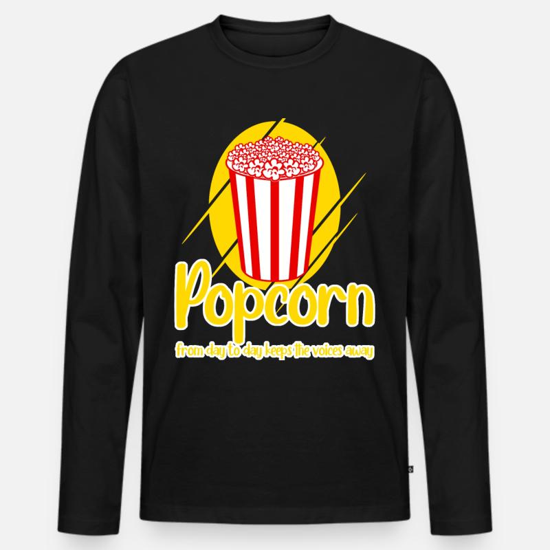 Funny Popcorn - Männer Premium Bio Langarmshirt - Schwarz