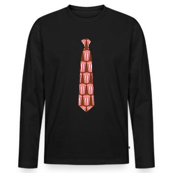 Tie with Popcorn - Men's Premium Organic Long Sleeve Shirt - black - Front - Nico (187cm)