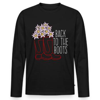 Red Rain Boots and Flowers - Men's Premium Organic Long Sleeve Shirt - black - Front - Nico (187cm)