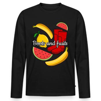 Red Rain Boots and Fruits - Men's Premium Organic Long Sleeve Shirt - black - Front - Nico (187cm)