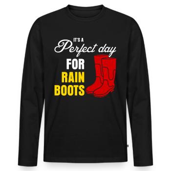 Rain Boots - Men's Premium Organic Long Sleeve Shirt - black - Front - Nico (187cm)