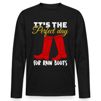 Rain Boots Rain Boot - Men's Premium Organic Long Sleeve Shirt - black - Front - Nico (187cm)