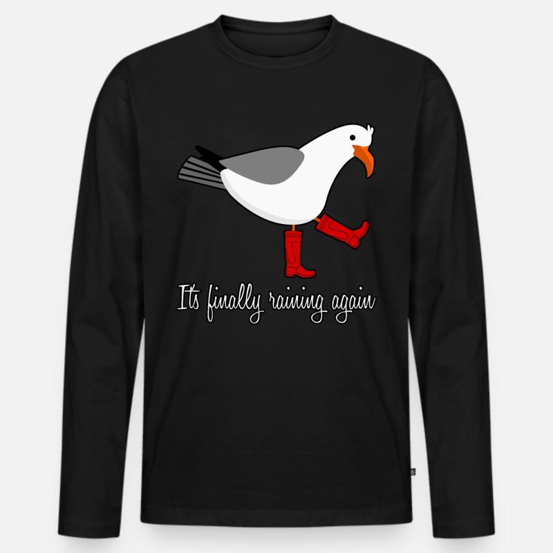 Seagull Rain Boots Gull - Männer Premium Bio Langarmshirt - Schwarz