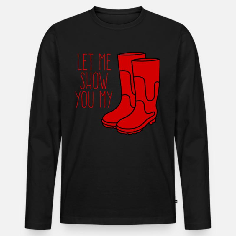 Red Boots Rubber Boots - Männer Premium Bio Langarmshirt - Schwarz