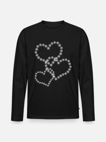 Snow Hearts Snowflake Snowflakes - Men's Premium Organic Long Sleeve Shirt - black