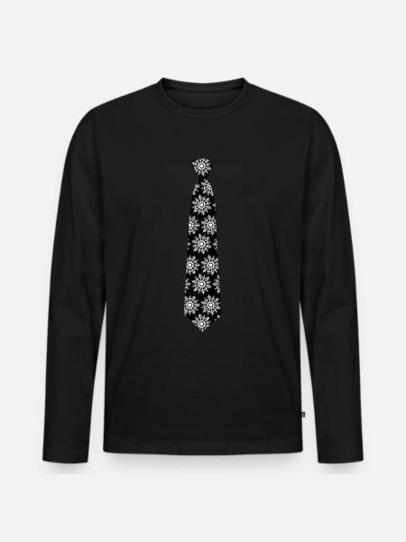 Snowflake Tie with Snowflakes - Men's Premium Organic Long Sleeve Shirt - black