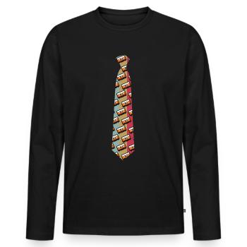 Cassette Tie Cassettes 90s 80s - Männer Premium Bio Langarmshirt - Schwarz - Vorne - Nico (187cm)