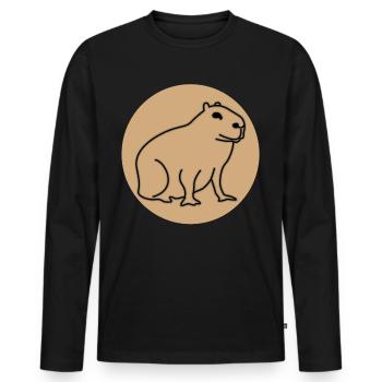 Capybaras Happy Capybara - Männer Premium Bio Langarmshirt - Schwarz - Vorne - Nico (187cm)