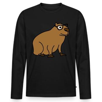 Capybara avec lunettes Nerd Capybaras - T-shirt manches longues Premium bio Homme - noir - Devant - Nico (187cm)