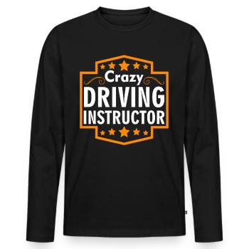 Crazy Driving Instructor Professeur de conduite - T-shirt manches longues Premium bio Homme - noir - Devant - Nico (187cm)