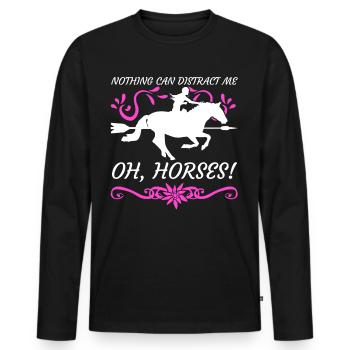 Horse Riding Horses Rider - Men's Premium Organic Long Sleeve Shirt - black - Front - Nico (187cm)