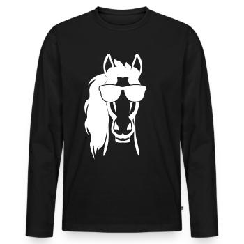 Horse with Sunglasses Riding Horses - Men's Premium Organic Long Sleeve Shirt - black - Front - Nico (187cm)