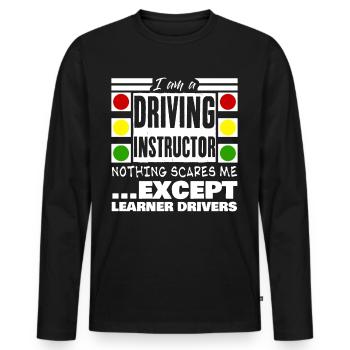 Moniteur d’auto-école Apprentis conducteurs - T-shirt manches longues Premium bio Homme - noir - Devant - Nico (187cm)