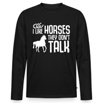 Horses Joke Horse Riding - Men's Premium Organic Long Sleeve Shirt - black - Front - Nico (187cm)