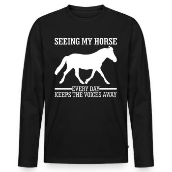 Équitation Equitation - T-shirt manches longues Premium bio Homme - noir - Devant - Nico (187cm)