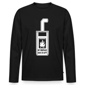 Oven Firewood Fireplace Stove - Men's Premium Organic Long Sleeve Shirt - black - Front - Nico (187cm)