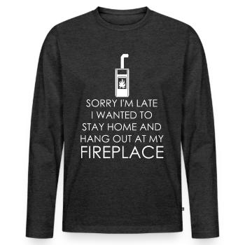 Firewood Fireplace Stove Oven - Men's Premium Organic Long Sleeve Shirt - heather anthracite - Front - Nico (187cm)