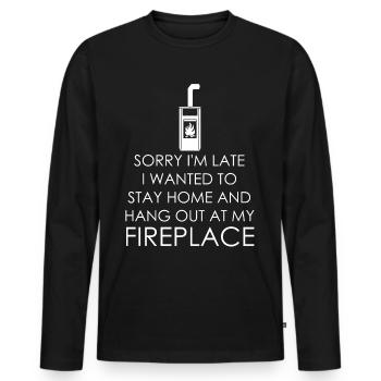 Firewood Fireplace Stove Oven - Men's Premium Organic Long Sleeve Shirt - black - Front - Nico (187cm)