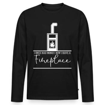 Fireplace Firewood Stove Oven - Men's Premium Organic Long Sleeve Shirt - black - Front - Nico (187cm)