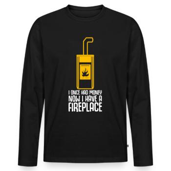 Poêle à bois Four Cheminée - T-shirt manches longues Premium bio Homme - noir - Devant - Nico (187cm)